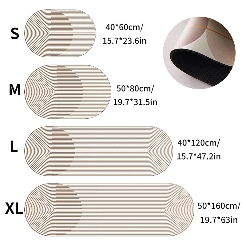 Quickdry Absorberande Köksmatta med Anti-Slip Baksida - Elegant Randig Design för Kök och Entréanvändning Carvallo