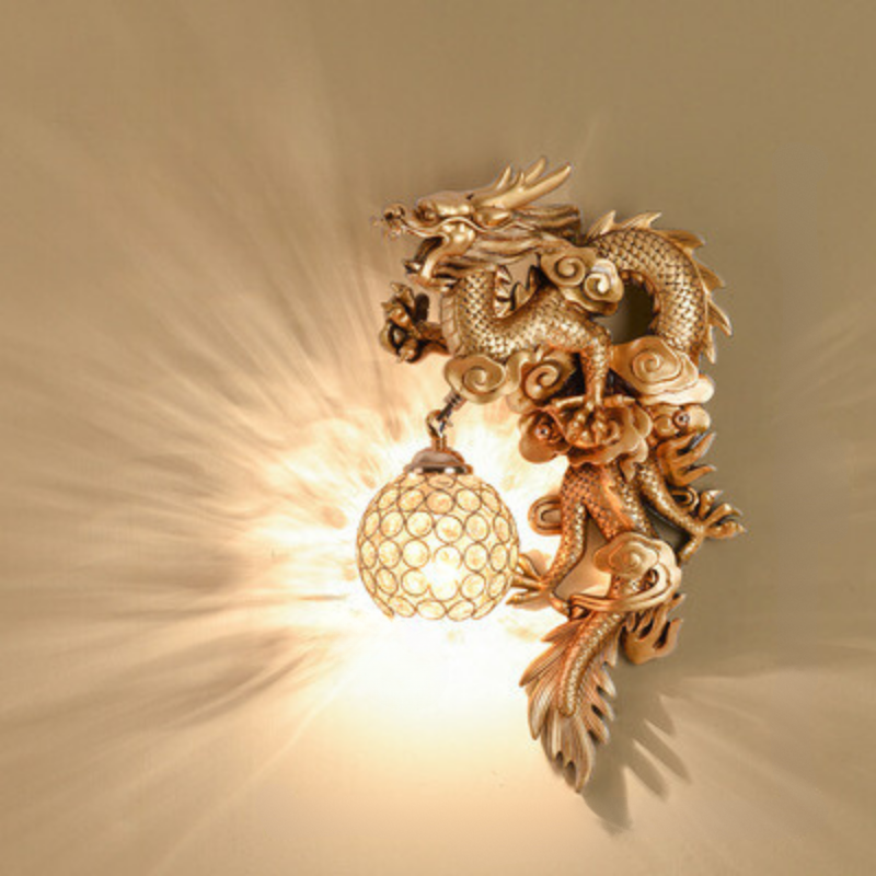 LuxeFlame - Draken Phoenix Vägglampa | Mystisk LED Belysning Carvallo