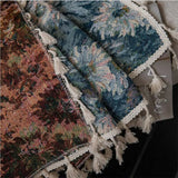 Marinblå Blommiga Fransen Gardiner Carvallo