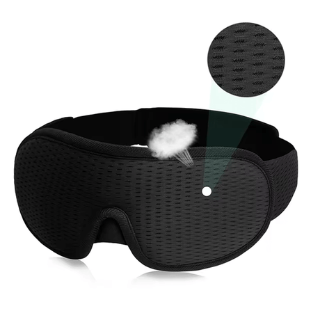 Portabel 3D Sovmask - Ljusblockerande, Mjukt Vadderat Ögonskydd för Optimal Komfort-Personligt-BB-Svart-Hemnix