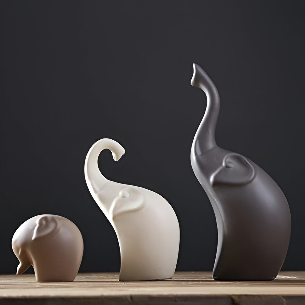 Elegant Serenity Elephant Sculptures – Symbolisk konst för modern inredning MILA Sverige