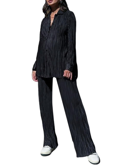 Elegant plisserad duo för kvinnor-Bellasverige-Svart-S-Hemnix