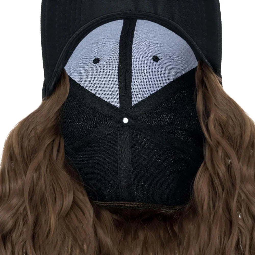 Royaleva värmetålig syntetisk vågig perukförlängning baseballkeps Carvallo