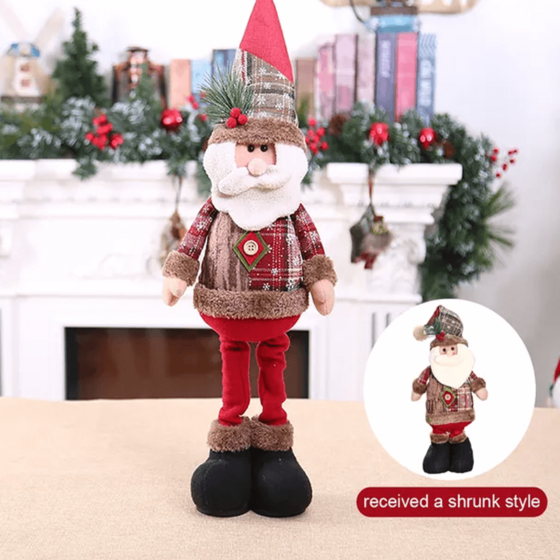 Juldocka Prydnad i Tyg, Med Eller Utan Utdragbara Ben - Juldekoration, Jultomte, Älg, Snögubbe-Jul-BB-Utdragbar docka-Stil B-Hemnix