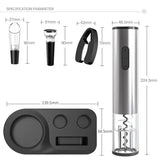 Elektrisk Vinöppnare Set 5-i-1 med Folieskärare, Vinhällare & Vakuumpropp – Automatisk Korkskruv & Displaybas | Perfekt Present för Vinälskare-Kök-BB-Hemnix