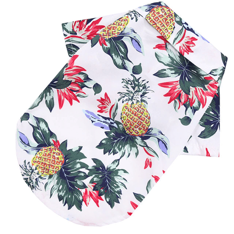 Hawaiiansk Strand-Skjorta för Husdjur-Husdjur-BB-Vit | Ananas-XS-Hemnix