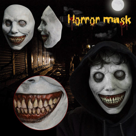Vit Skräckmask – Perfekt för Halloweenfest och Läskiga Dekorationer-halloween-BB-Hemnix