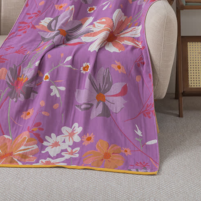 Lila Vildblomma Bomull Badhandduk Carvallo