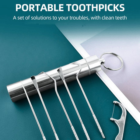 Tandpetarset i Rostfritt Stål Återanvändbart-Tandvård-BB-Hemnix