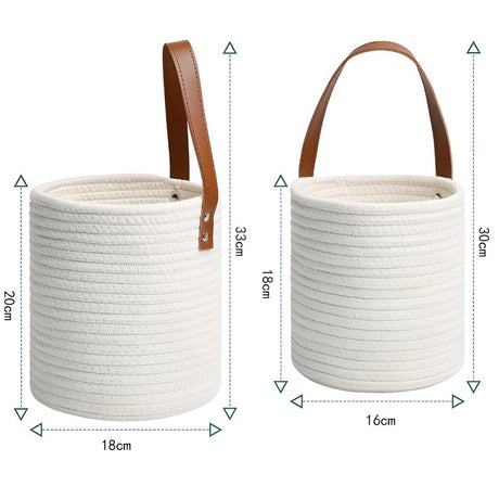 Carvallo Förvaringskorgar NordWoven Set | Handvävd av bomullssnöre | Boho & Skandi-stil | 2-pack väggdekoration Carvallo
