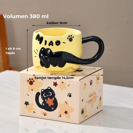 Stapelbara keramiska muggar med katttema - Bedårande kaffe- och tekoppar med handtag MILA Sverige