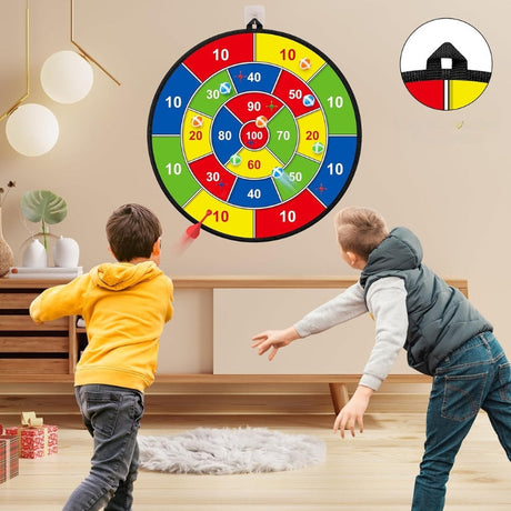 SkillDarts - Stor dubbelsidig darttavla för barn med klibbiga bollar och målspelet Carvallo