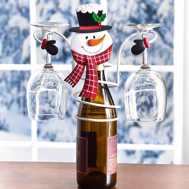 Festliga Cheers Vin glas hållare – Tomte & Snögubbe design för festliga bord Carvallo