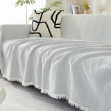 CozyWeave Sofföverdrag i Chenille – Elegant Fiskbensmönster med Dekorativa Tofsar Hemnix