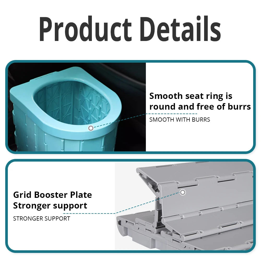 Fällbar bärbar toalett | Hållbar, platsbesparande design för camping, vandring och vägtrippar Carvallo