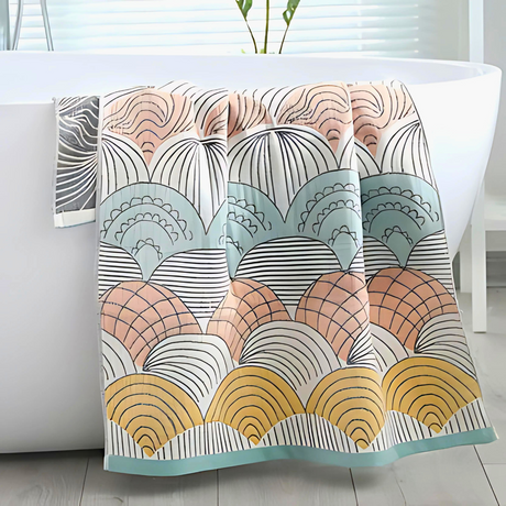 Shell Print Jacquard Bomull Handduk Carvallo