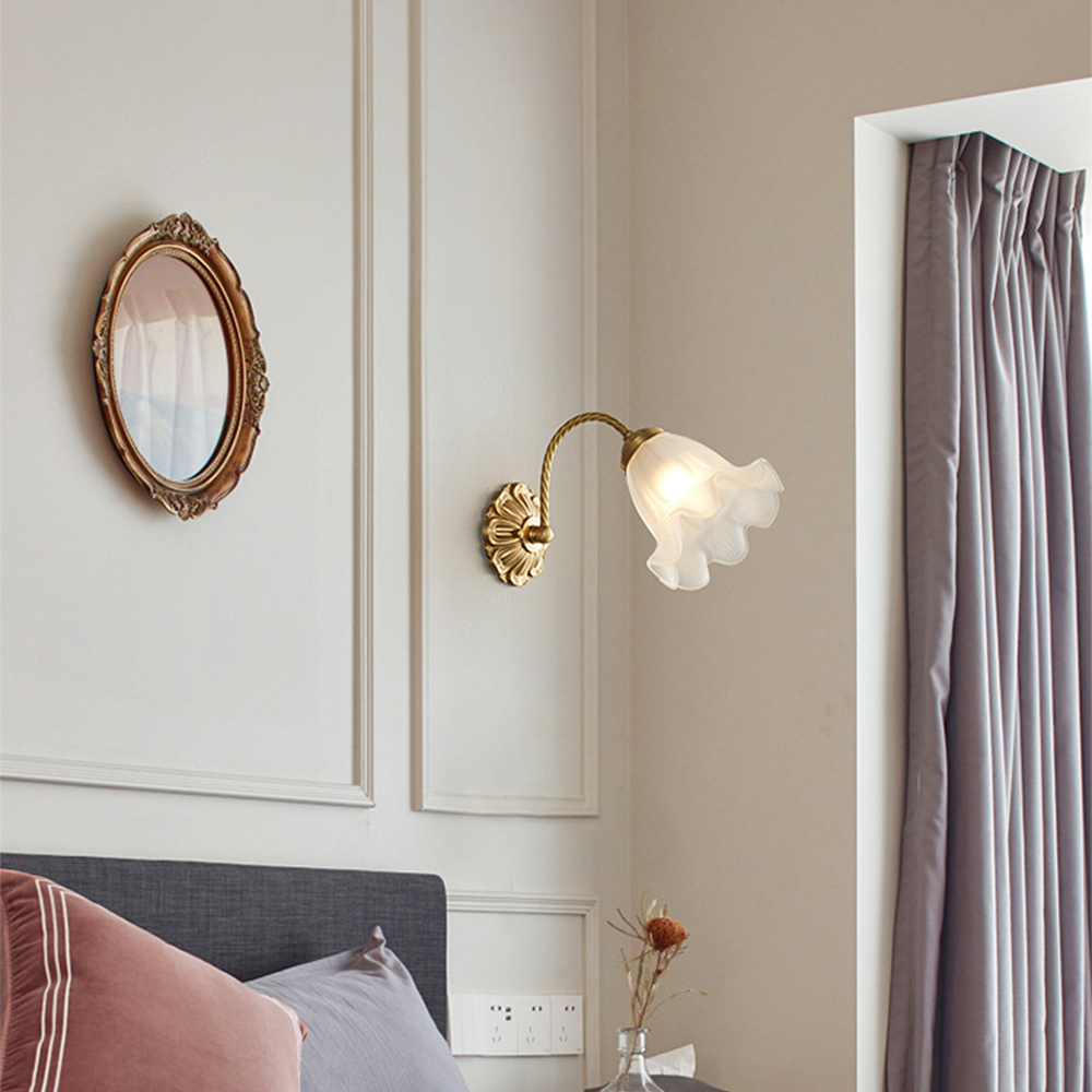 Fransk Vardagsrum Retro Glas Vägglampor Carvallo