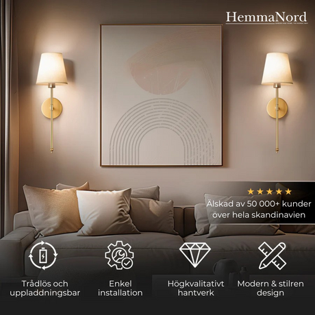 Tygelfors - Trådlös Vägglampa (2-Pack)-Hemnix-Hemnix