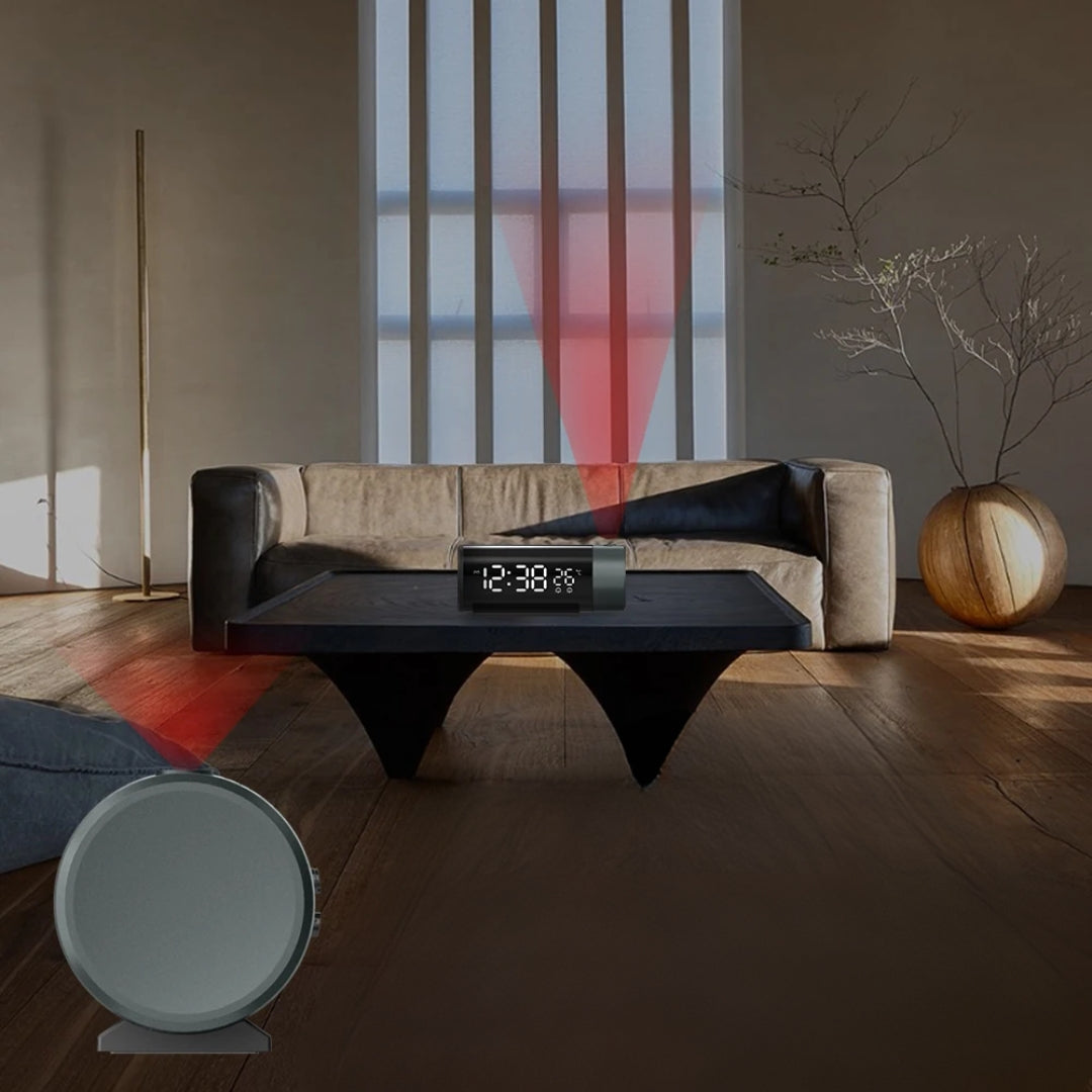 Carvallo – slankt projektionsur med tids- och temperaturvisning Carvallo