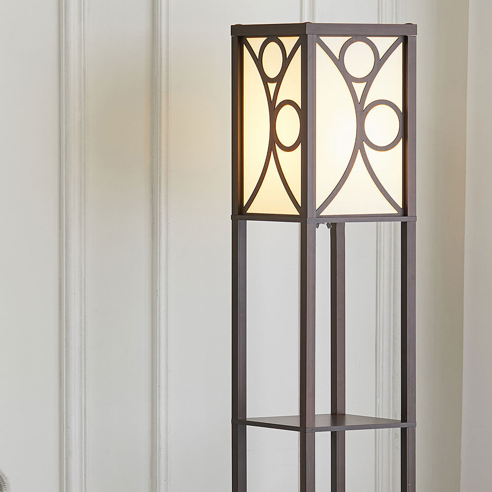 Samtida Golvlampa med Tre Trähyllor Carvallo