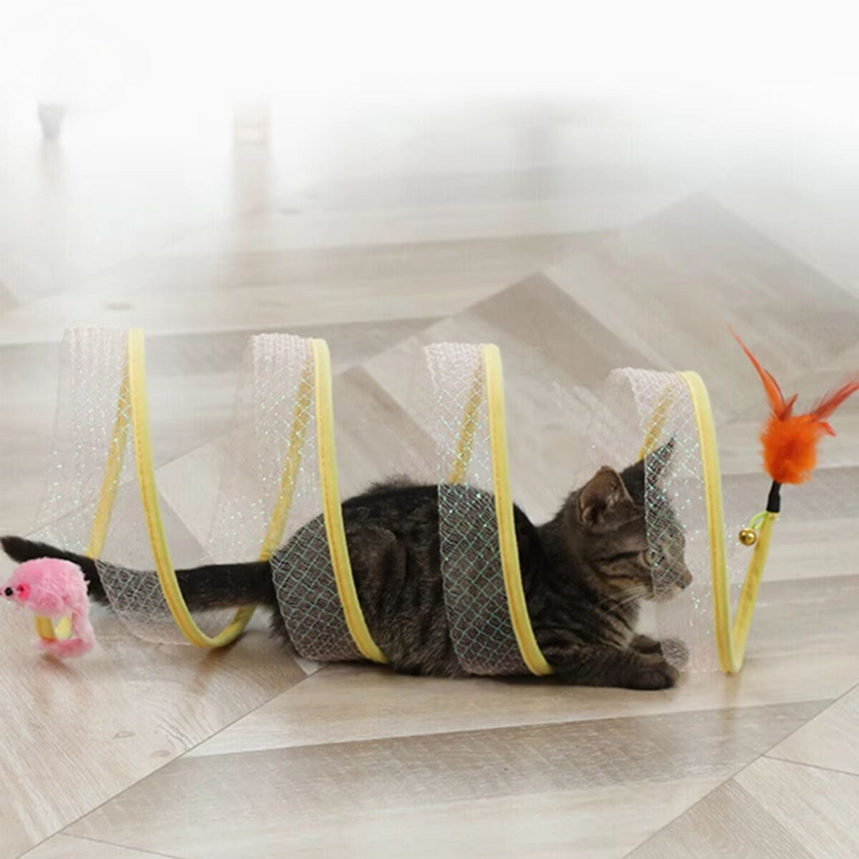Carvallo - Fällbar kattunnel med integrerade leksaker Carvallo
