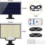 Solcellsdriven LED Strålkastare med Rörelsesensor | 106 LED, 3000LM, 180° Belysning, 4 Lägen, IP65 Vattentät Utomhuslampa med Separat Solpanel-Kök-BB-Hemnix