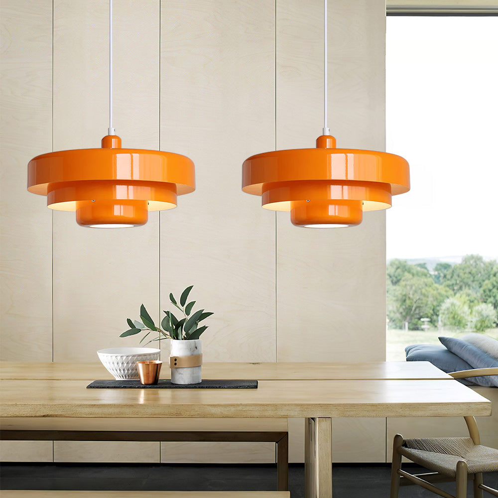 Pendellampa Mid-Century Orange Metallupphängning Carvallo