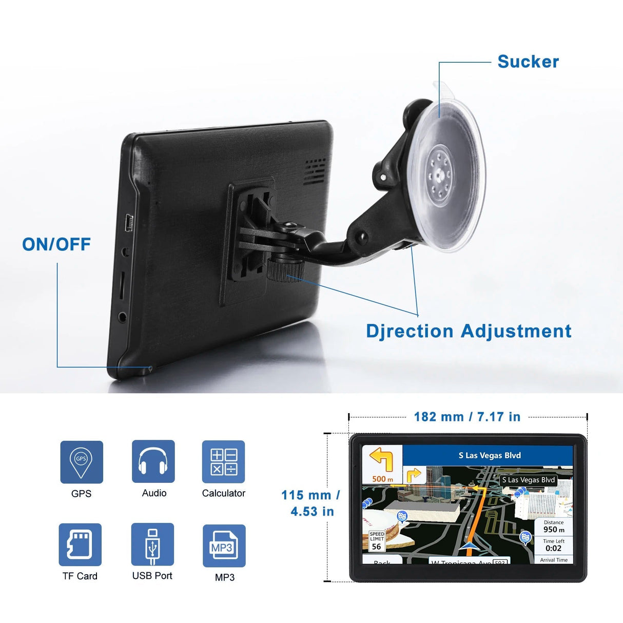 7" GPS Navigationssystem Carvallo