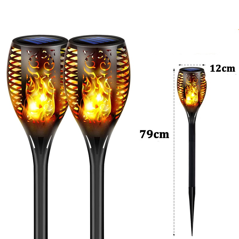 Solcellsdriven LED Lykta för Utomhusbruk | IP65 Vattentät Trädgårdsfackla med Flammeffekt – Energisnål & Automatisk Tändning-Kök-BB-2 Pack-12 x 79cm-Hemnix