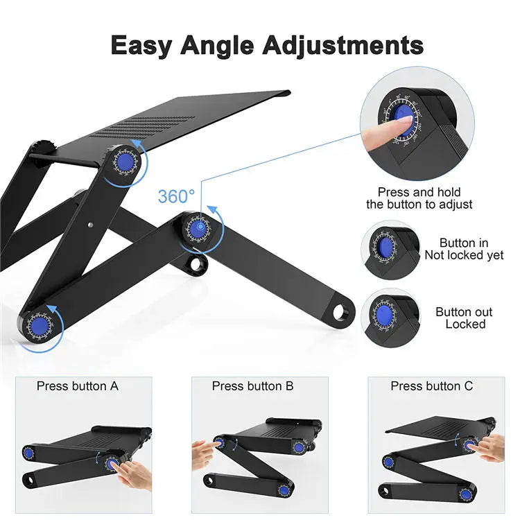 360 Ergonomisk Laptop Ställ För Skrivbord Med Avtagbar Musplatta Carvallo