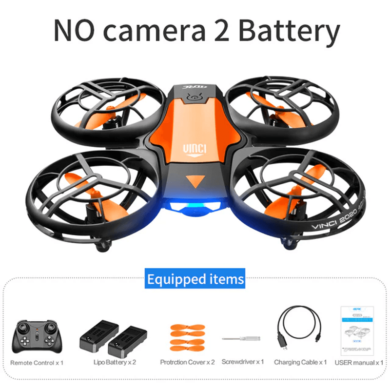 Mini RC Drönare – 480P Kamera WiFi FPV, Höjdhållning och Vikbar Design-Radiostyrt-BB-Orange-Ingen kamera-2st Batterier-Hemnix