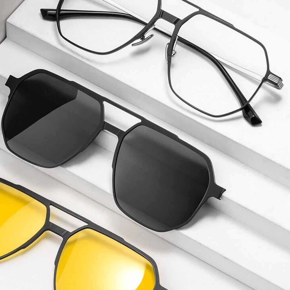 3-i-1 Magnetiska Polariserade Solglasögon-Sunglasses-Hemnix-Svart-Hemnix