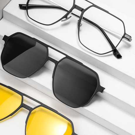 3-i-1 Magnetiska Polariserade Solglasögon-Sunglasses-Hemnix-Svart-Hemnix