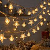 1,5-3m Jultema LED-strängljus, Ljusslinga för Julen - Snöflingor, Renar, Stjärna, Julgran-Jul-BB-Stjärna/Boll-1.5M/10LED-Hemnix