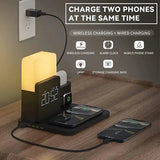4 i 1 Snabb Trådlös Laddningsstation Väckarklocka med Lampa för Apple Carvallo