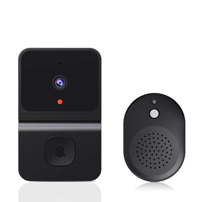 Trådlös WiFi Dörrklocka med HD-kamera-Smarta Hem Kamera-BB-Svart-Hemnix