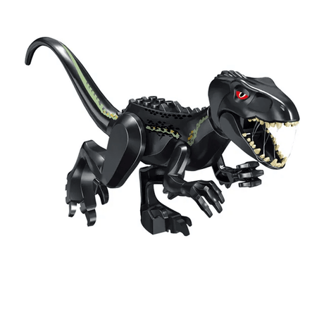 Dinosaurie Byggklossar för Barn – T-Rex Figur | Pedagogisk & Rolig Leksak i ABS-Plast för Kreativ Lek & Finmotorik-Byggsats-BB-Black Raptor-Hemnix