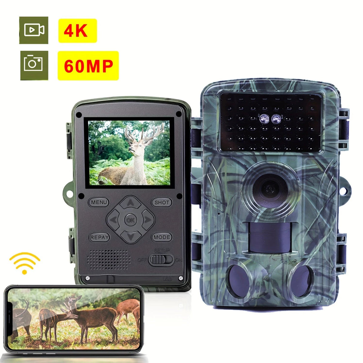 4K Ultra HD Jakt Trail Kamera med WIFI & Live Nattvision Streaming Carvallo