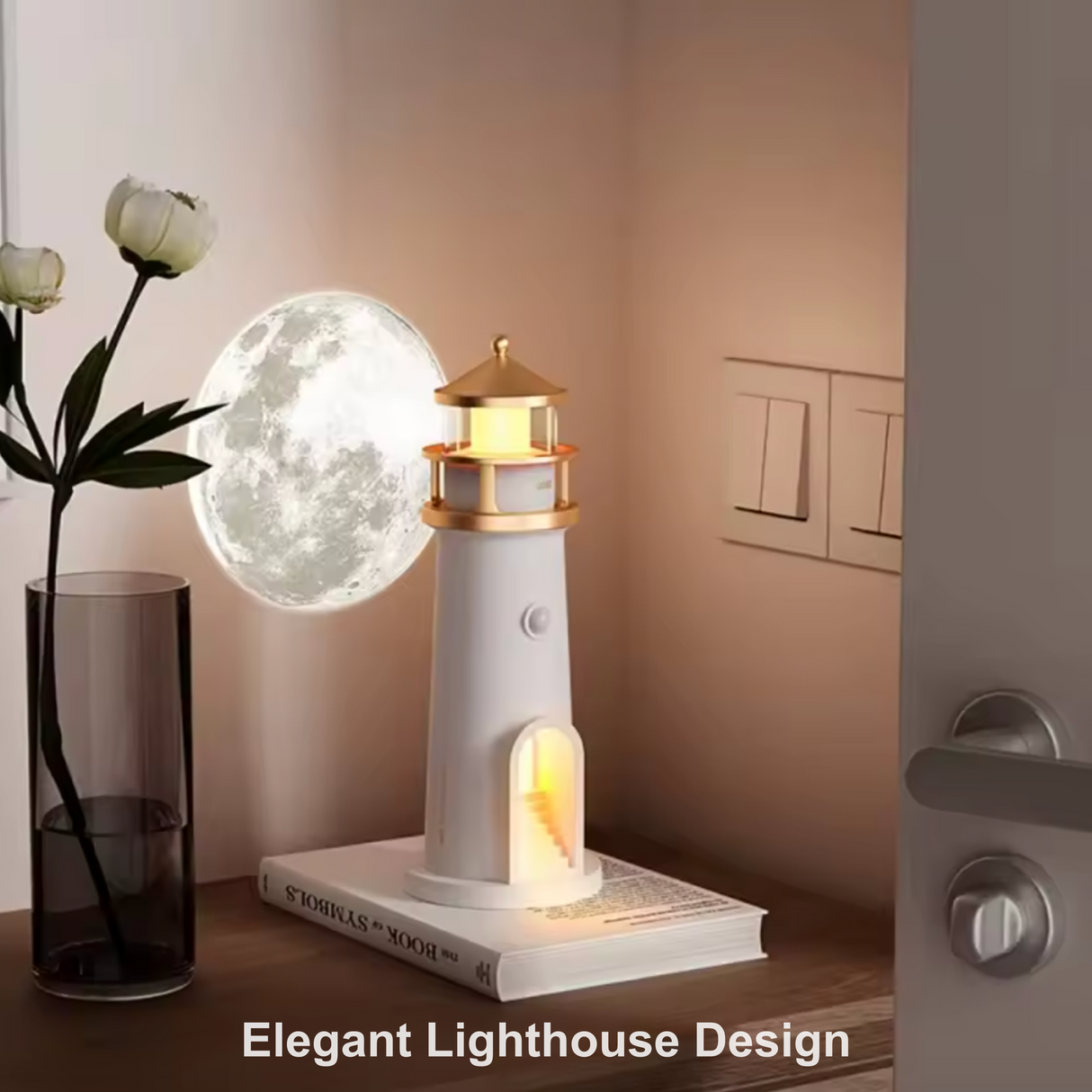 Lighthouse Moon Projektor Lampa – Bluetooth Musik Stjärnklart Nattljus Carvallo