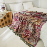 Vintage Floral Fringed Filtäcke Carvallo