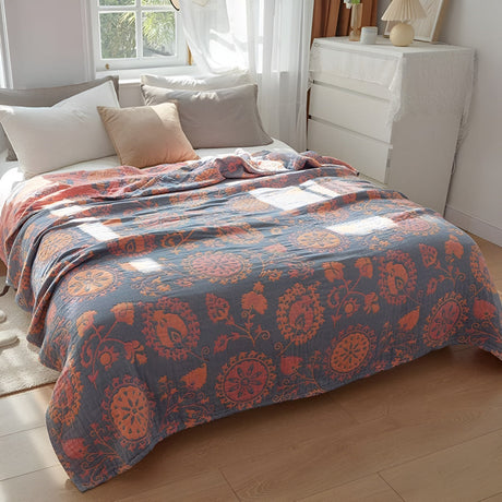 Rustik blomster bomull vändbar filt Carvallo