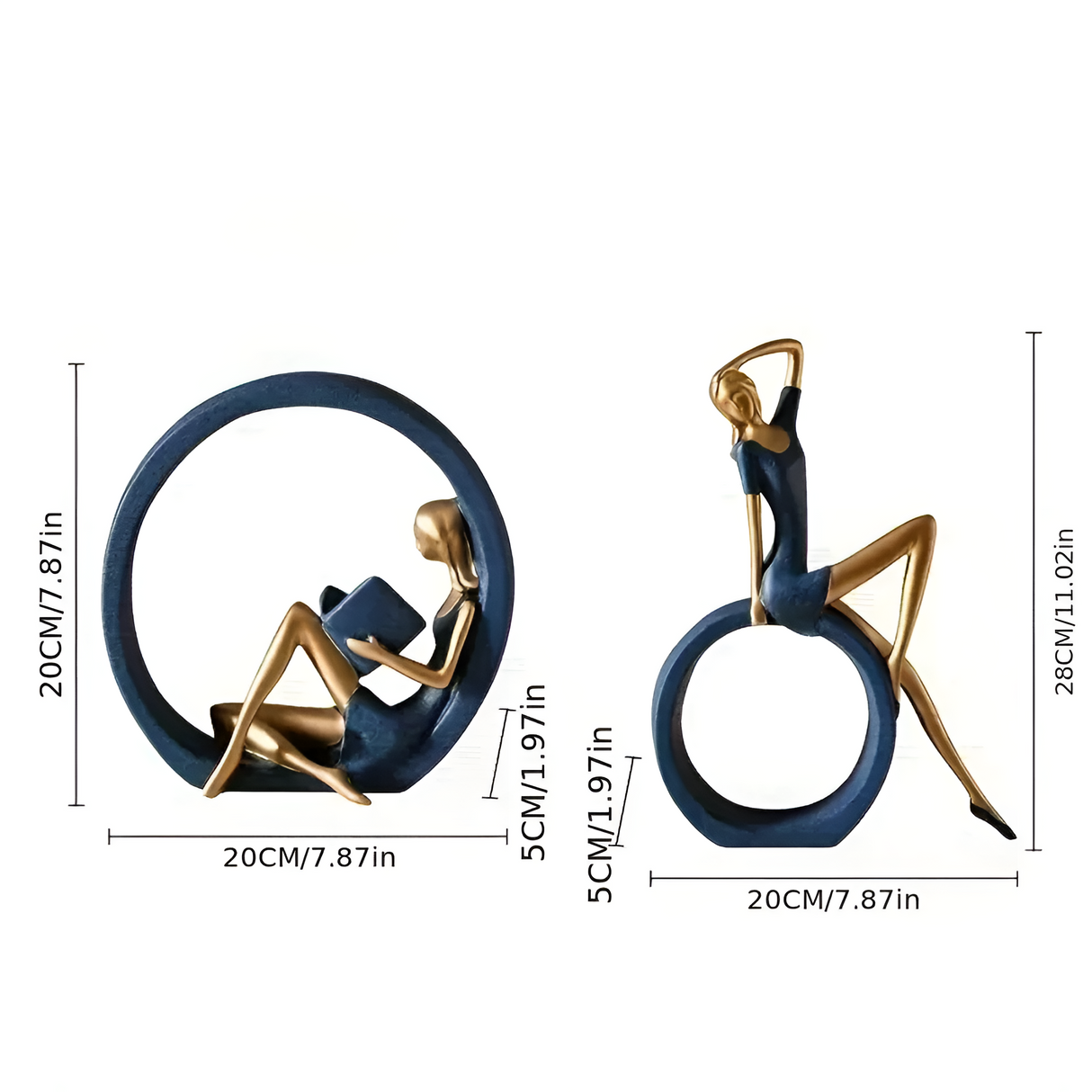 Graceful Reading Lady Sculptures - Elegant resin figuruppsättning MILA Sverige