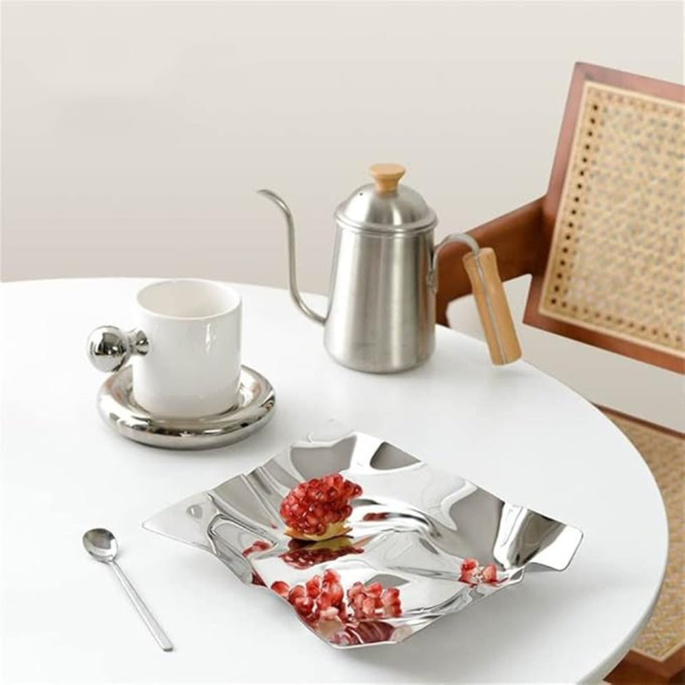 Skrynklig Rostfritt Stål Obsidian Bricka Carvallo