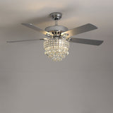 Lyxig 52-tums LED takfläkt med kristallbelysning och 5 blad Carvallo