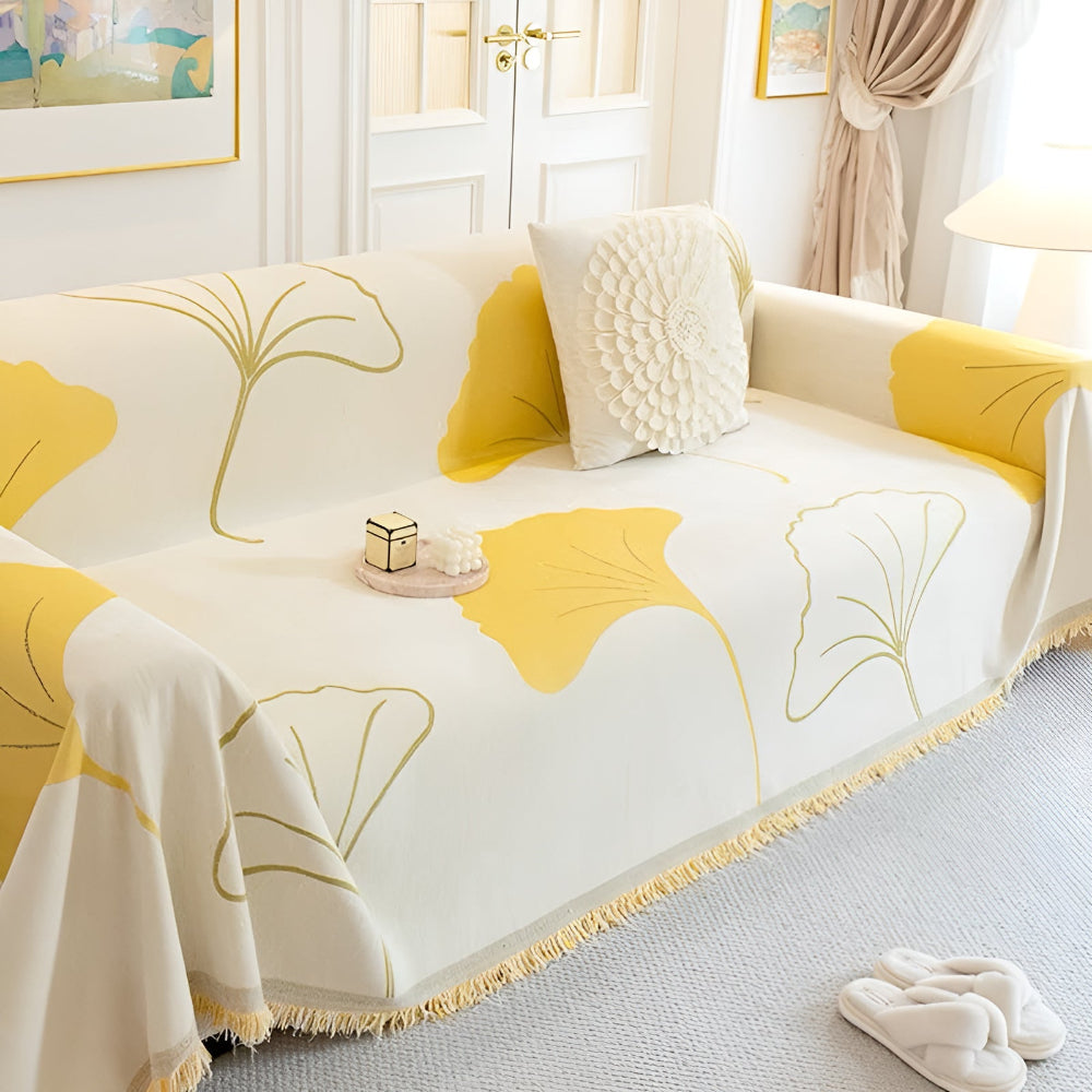 Pastoralstil Ginkgo Leaf Sofakuddöverdrag Carvallo