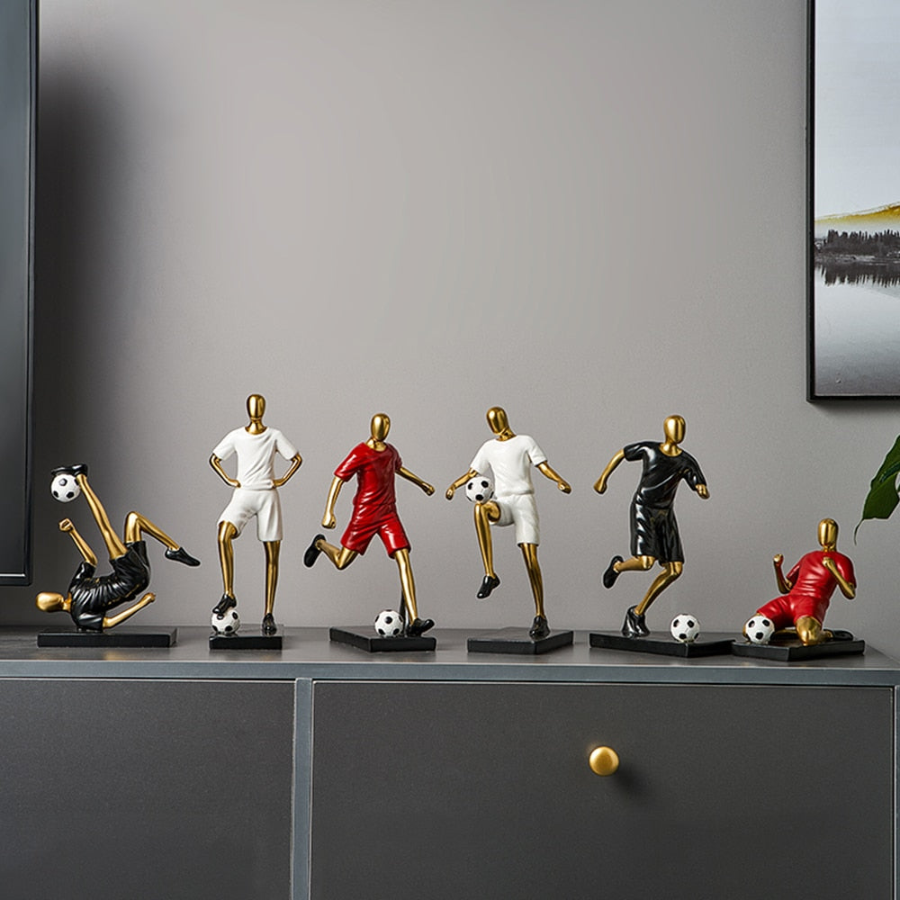 Abstract fotbollsspelare figur i unik heminredning och konstnärlighet Carvallo