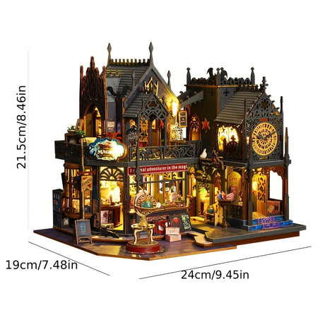 Fängslande Bokhus – 3D Trä Puzzle med Magisk Belysning Carvallo