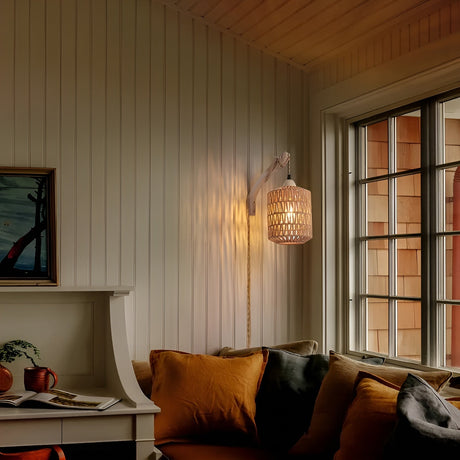 Hängande lampa i boho-stil – Handvävd lampskärm av naturfiber | Ideal för matsal & sovrum Carvallo