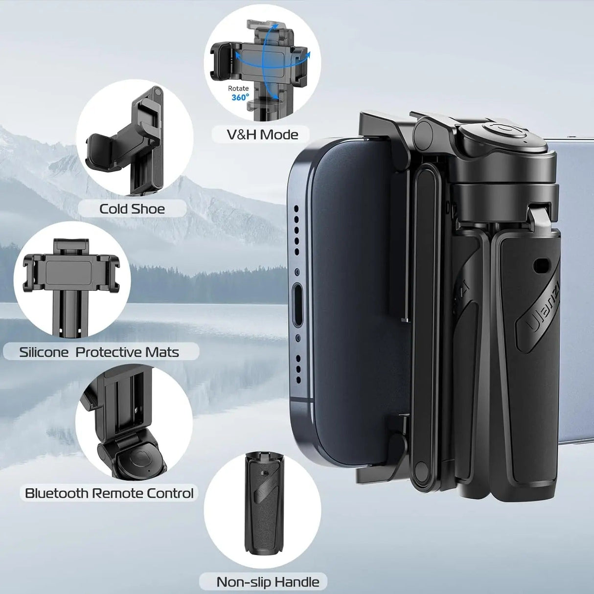 Bluetooth Selfie Stick med Stativ – 4-sektions Förlängningsbar Rotera Handtag för Stabila Skott Carvallo
