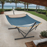 Carvallo-hängmatta RelaxBoo | Med bambus spridare & metallställning | Inkl. kudde | För trädgård & terrass Carvallo